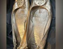 Tory Burch Gold leather ballerina flats sz 10.5