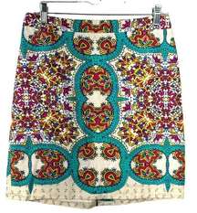 Lucy & Laurel Anthropologie Paisley Bohemian Linen Skirt Size 4