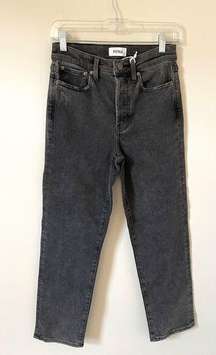 Pistola High Rise Button Fly Straight Charlie Denim Jeans Black Gray Size 26 NEW