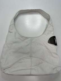 Halston Heritage Sack Hinge Hobo White Leather Metal Hinge Flat Shoulder Bag