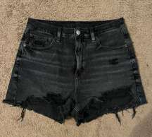 Black  Ripped Jean Shorts