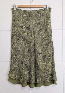 Vintage 100% silk paisley midi skirt