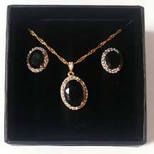 Gold black  necklace/earring set