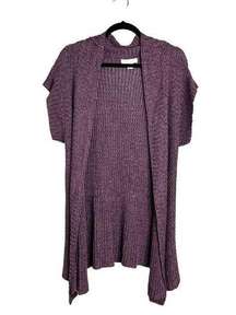 Coldwater Creek Linen Rayon Open Short Sleeve Knit Cardigan Purple S