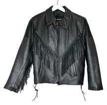 Antelope Creek Leather Motorcycle Fringed Riding Black Jacket Size Medium