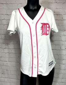 Majestic Birmingham Barons Jersey White Pink Button Up Women’s Small