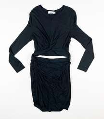 NEW A.L.C. Jersey Knit Stretch Twist Cut Out Peek A Boo Bodycon Dress Black L