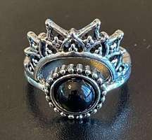 Onyx stone S925 silver tribal ring size 8.5