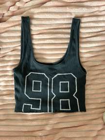 Black Varsity Cropped Tank Top