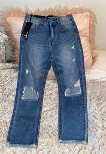 Straight Leg Distressed Jeans