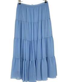 Linea By Louis Dell'Olio Chiffon Tiered Maxi Skirt Blue Boho Cottagecore Size S