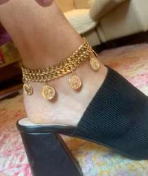 Gold Coin Charm Anklet Bracelet 