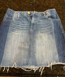 Denim Fringe Mini Skirt