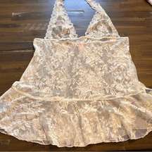 Victoria's Secret Chemise Lace Slip Halter Sexy Night Gown XL Cream Off White