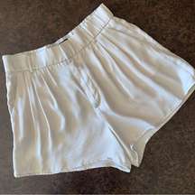 Zara High Waisted Satin Effect  Pleated Shorts in Off White - size small