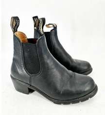 Blundstone 1671 Black Heeled Pull On Leather Boots 6.5