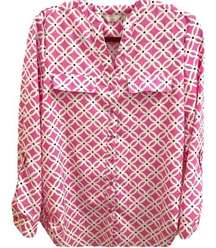 Hot Pink & White Pattern Button Up EUC