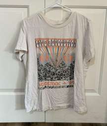 Woodstock Love Revolution Make Love another War Size Graphic Tee Size M/L