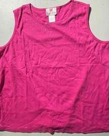 Quacker Factory Hot Pink Rhinestone Tank Top - 1X