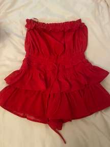 Day +Moon Red Ruffle Romper 