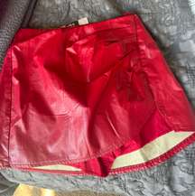 Red Leather Mini Skirt