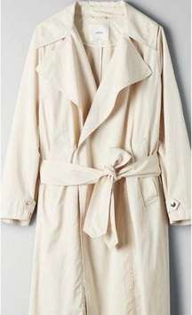 ARITZIA WILFRED Requiem Trench Coat S Cream Long Line Jacket Oversized Tie