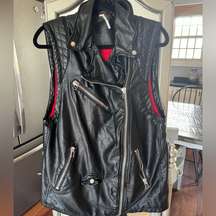 Free People Long Faux Leather Vest