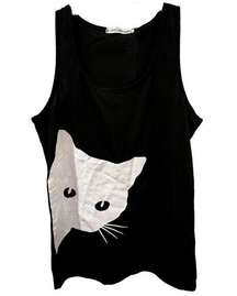 Spy Kitty Cat Black & White Women’s Tank Top Size S