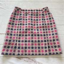 Boden British Tweed by Moon Pink Navy Polka Dot 100% Wool Pencil Skirt US 10L