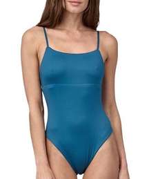 PATAGONIA Reversible Sunrise Slider One-Piece Swimsuit Back Tie Wavy Blue M, NWT