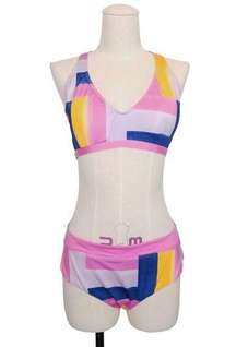 Patagonia Patchwork Watercolor: Marble Pink Bikini Set Sz Large