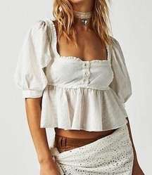 Free People NWT Woman’s Small Leave It To Me Ivory Square Neck Crop Top Blouse