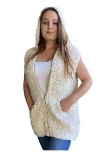 Adventure Sought Nubby Knit Cream Sleeveless Hoodie Vest size XS