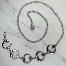 Sun and Moon Silver Tone Metal Chain Link Belt OS One Size