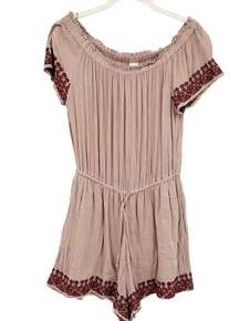 L*Space Womens Spring Fling Embroidered Lace Trim Beach Cover Up Romper Size M