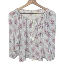 DENIM & SUPPLY RALPH LAUREN Women's RL Boho Floral Tassel Peasant Blouse Top S