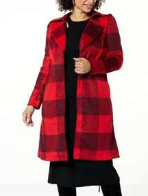 by Giuliana Black Label Plaid Trench Coat