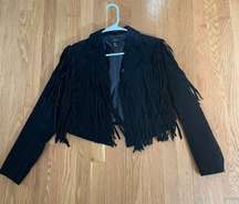 Black Moto Jacket With Fringe