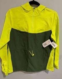 High Visibility Rain Jacket-Xersion-NEW Green 2 Tone w/Hood Zipper L/S XSmall