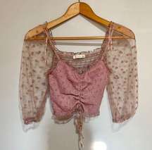 O. Vianca Pink / Purple Crop Top Size Small