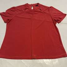 AUW Dark Coral XL Women’s Short Sleeve Casual Office Blouse