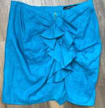 Zara Women’s Teal Linen Ruffle Midi Skirt Size Small