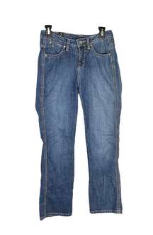 Faded Bootcut Jeans w Decorative Stitched Back Pockets Women Short 2