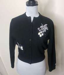 Charles & co. Black and silver embroidered floral sweater size small
