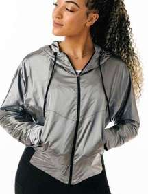 Zyia Active Full Zip Lightweight Silver Galaxy hoodie Jacket size XS.