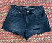 HOT TOPIC DENIM BLACK DISTRESSED SHORTS