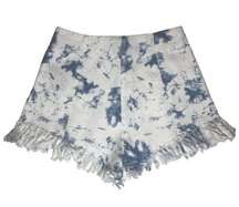 Denim Bleached High Rise Fringe Shorts  - Size Small