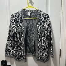 Zebra Print Chicos Cardigan Size 1 (Medium)