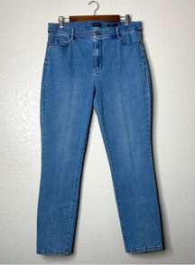 J. Jill Women's Denim High Rise Slim Ankle Pintuck Jeans Light Wash Cotton 12T
