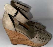 Marc Fisher‎ tan wedge sandals size 7